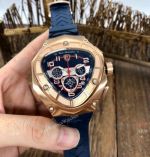 Tonino Lamborghini 124bbr Spyder 47mm Rose Gold Blue Rubber Band Quartz Knockoff Watch